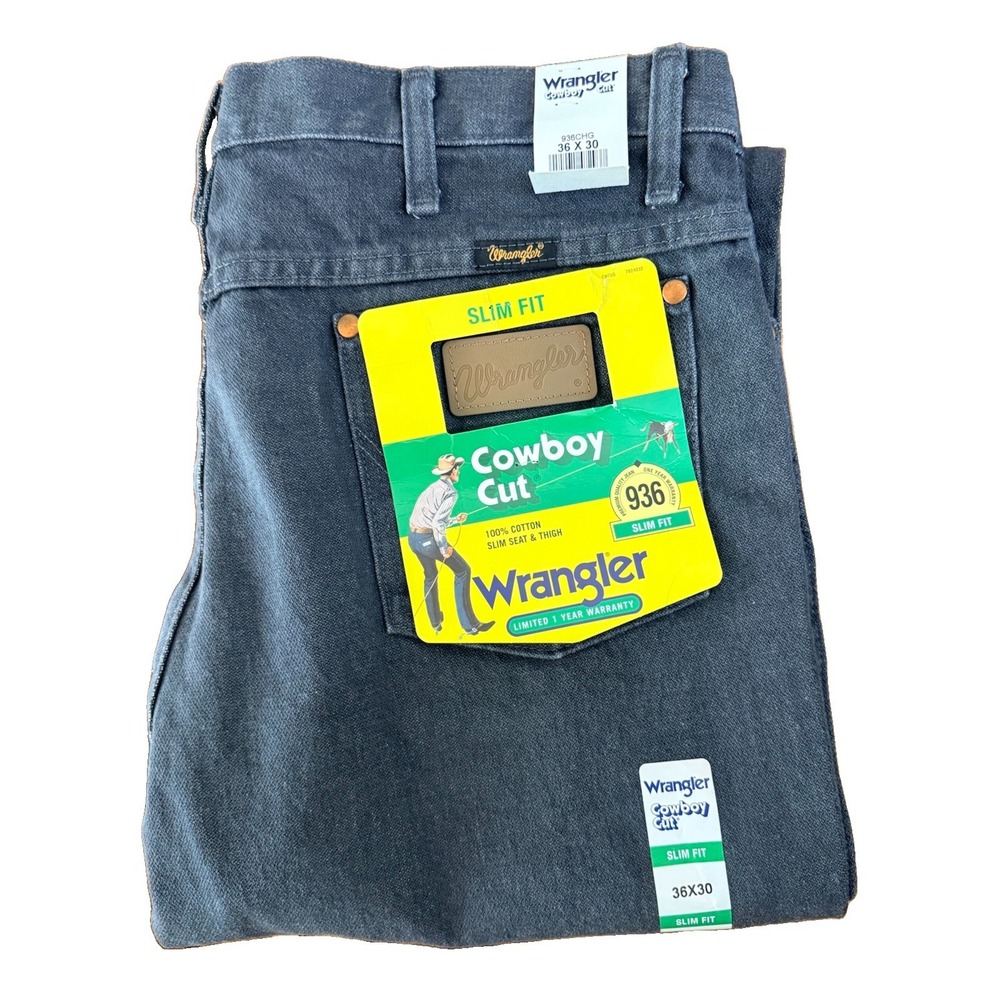 Wrangler  936 Mens 36x30 Original  Slim Fit Cowboy Cut Jeans Gray New With Tags